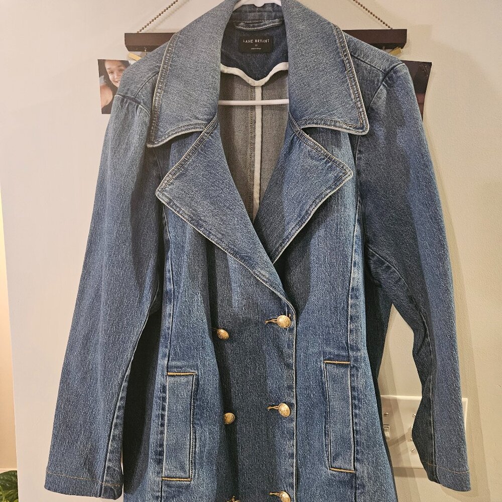 Lightweight Double Breasted Denim Peacoat